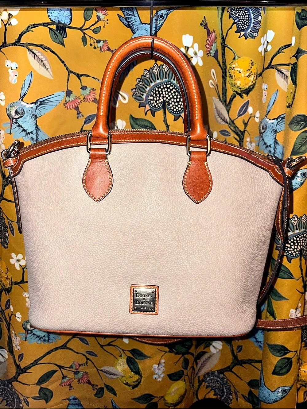 Dooney & Bourke Pebble Grain Taupe Domed Satchel